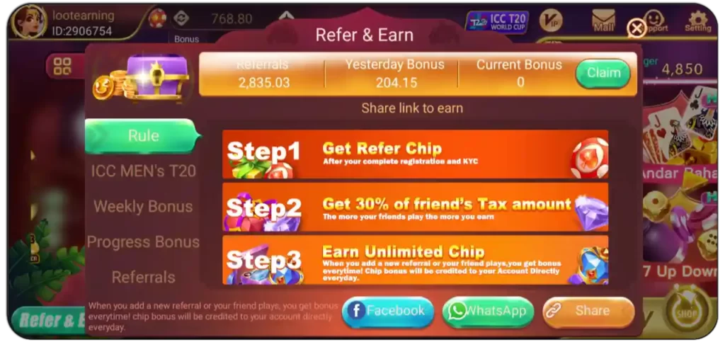Teen Patti Gold APP Referral Commission